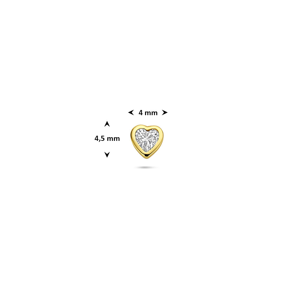 Fantasy Collection Flat back piercing hartje zirkonia 4,5 mm 1 micron zilver verguld