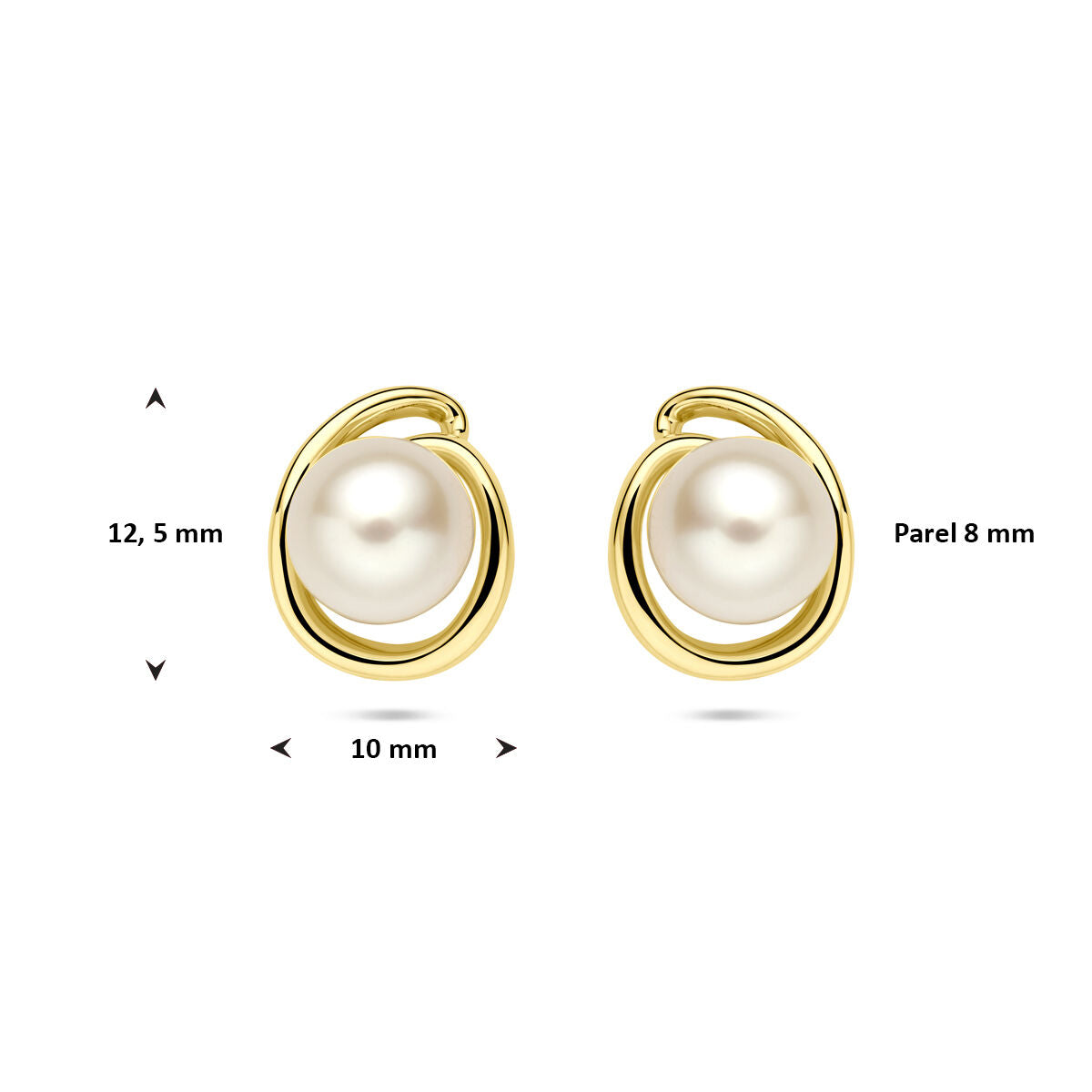 Fantasy Collection Oorbellen parel 7,5 mm 14K geelgoud