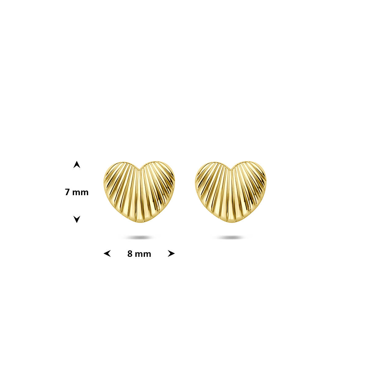 Oorknoppen hartje 9K geelgoud 7 mm