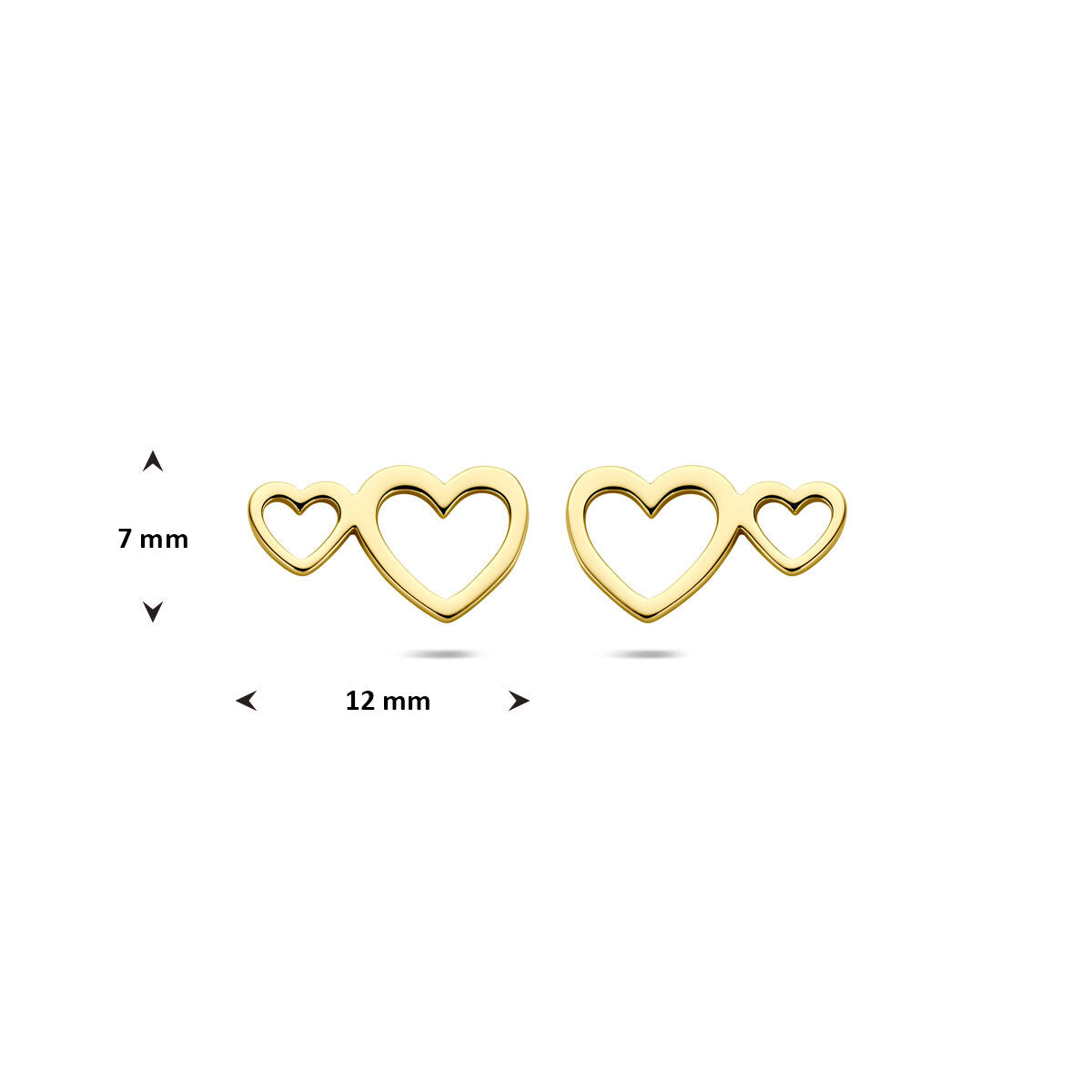 Fantasy Collection Oorbellen hartjes 7 mm 1 micron zilver verguld