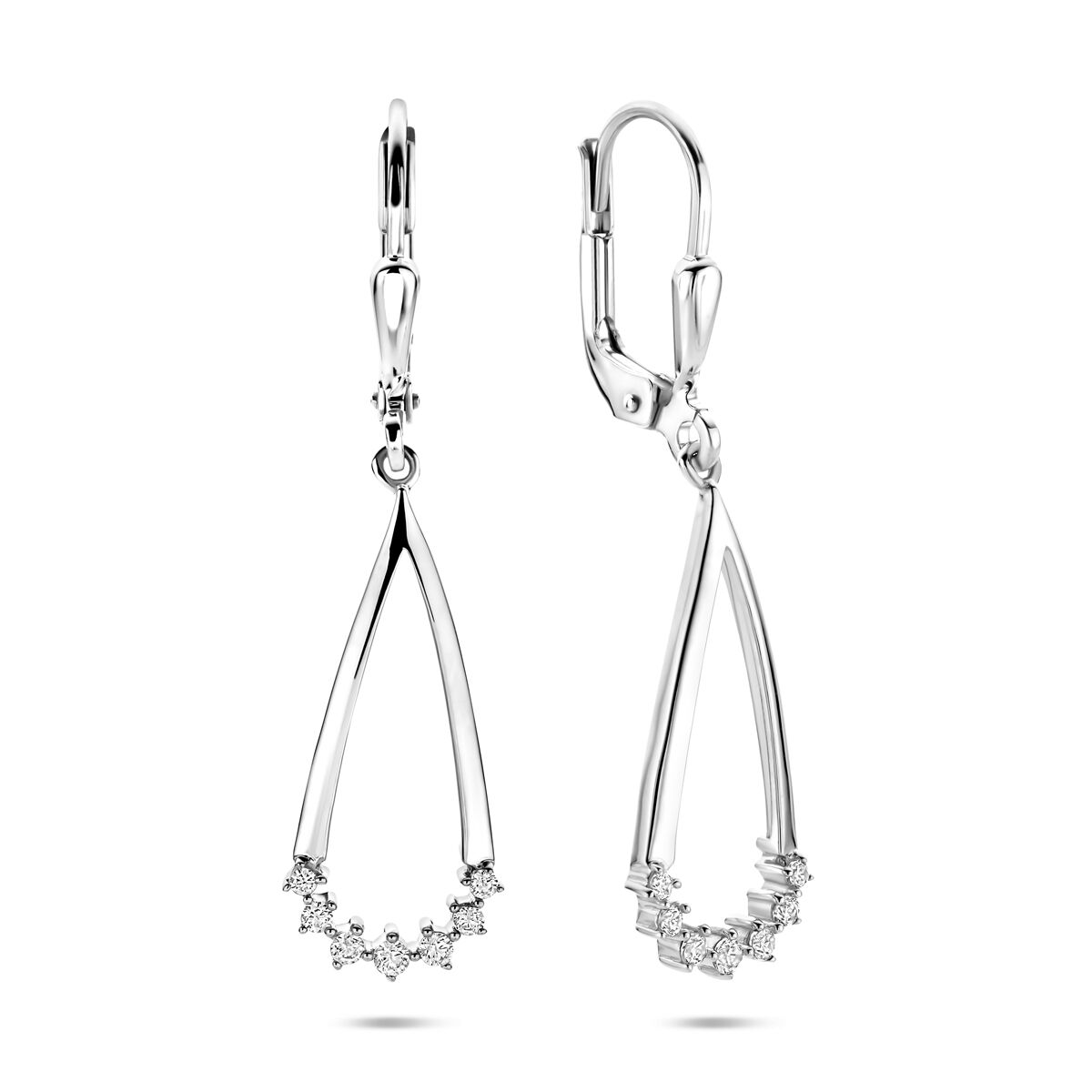 Zilveren gerhodineerde oorhangers zirkonia 36 mm - 1341211