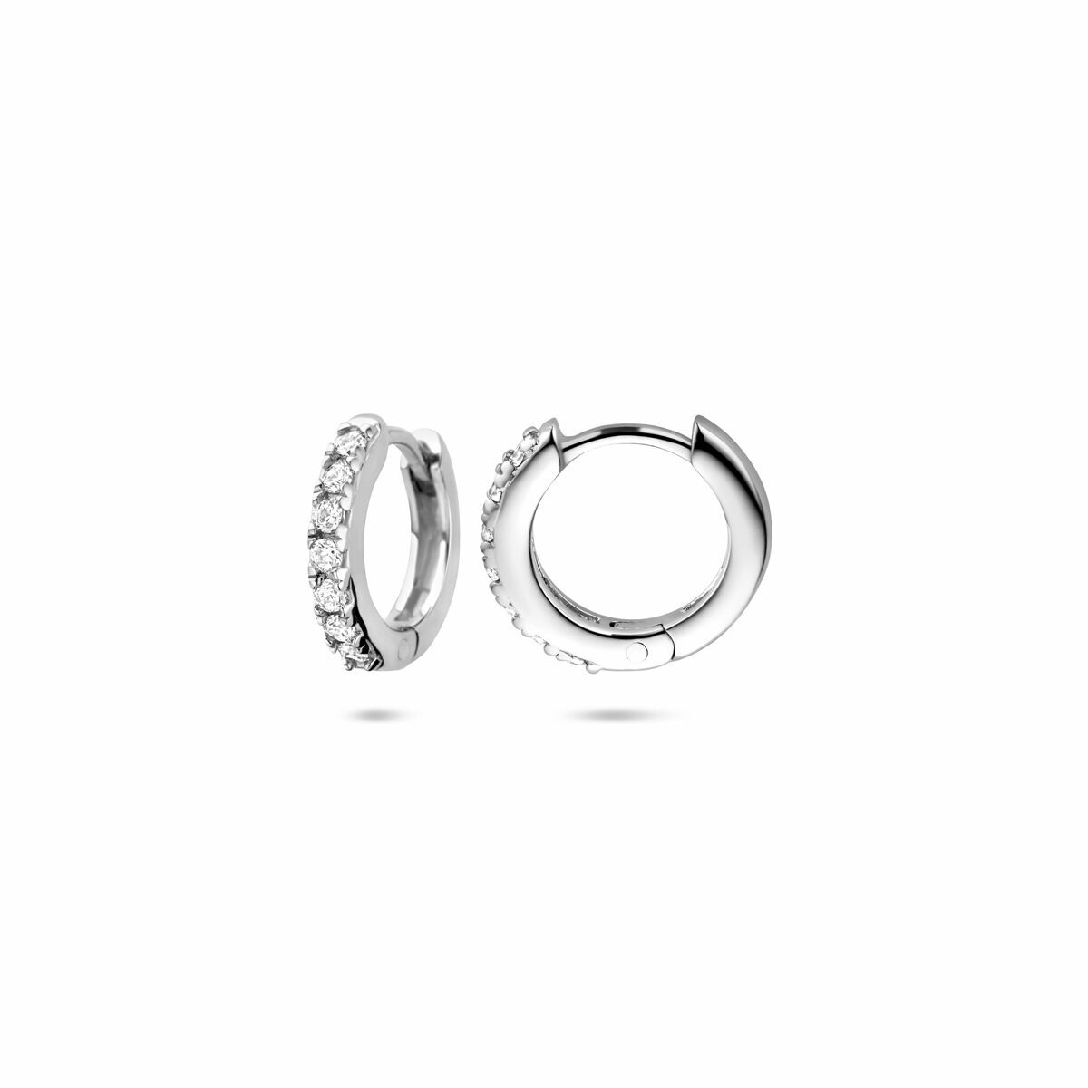 Zilveren gerhodineerde klapoorringen zirkonia 11,5 mm - 1340874