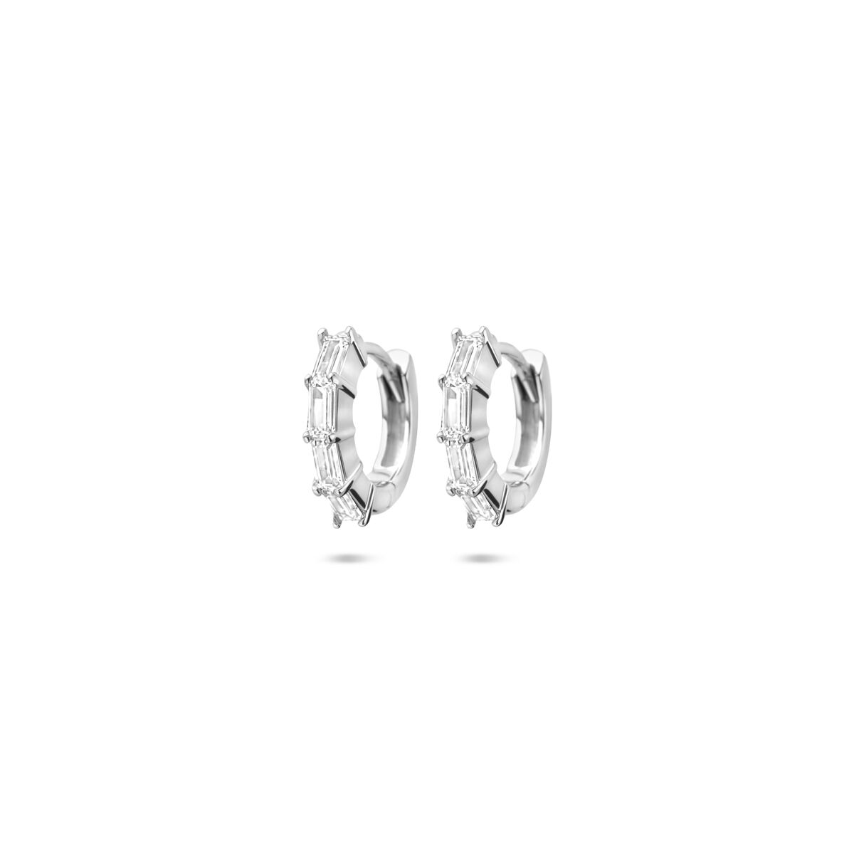 Zilveren gerhodineerde klapoorringen zirkonia 11.5 mm - 1340875
