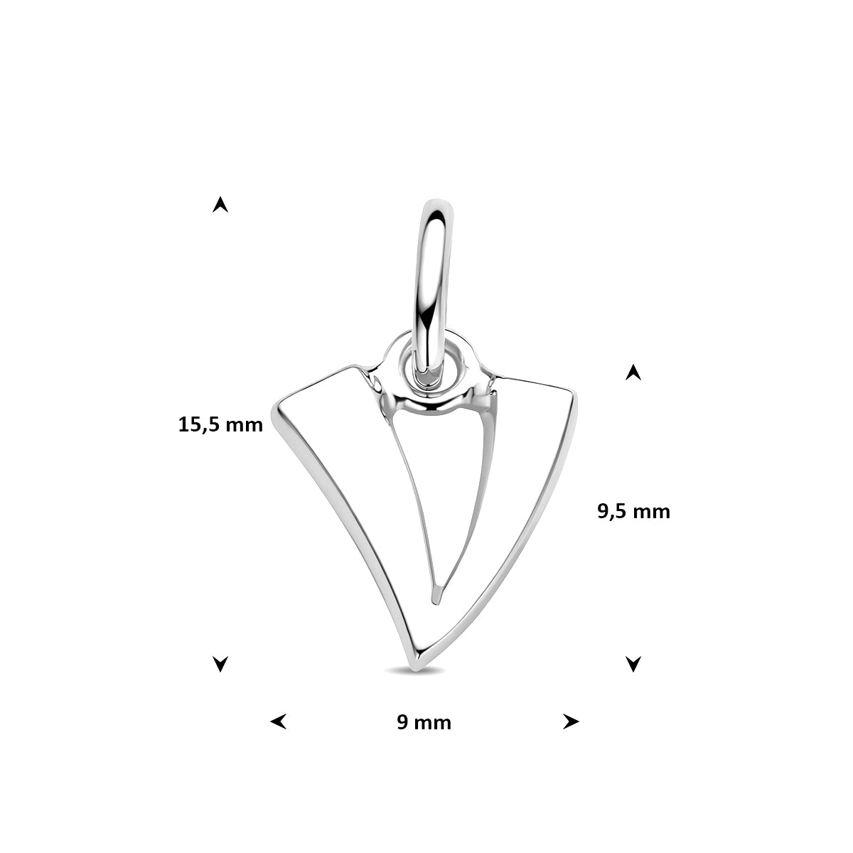 Hanger letter V 11,5 mm zilver #Letter_V