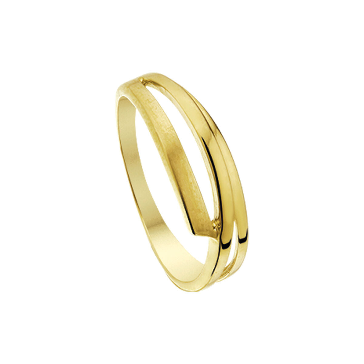 Ring poli/mat 14K geelgoud
