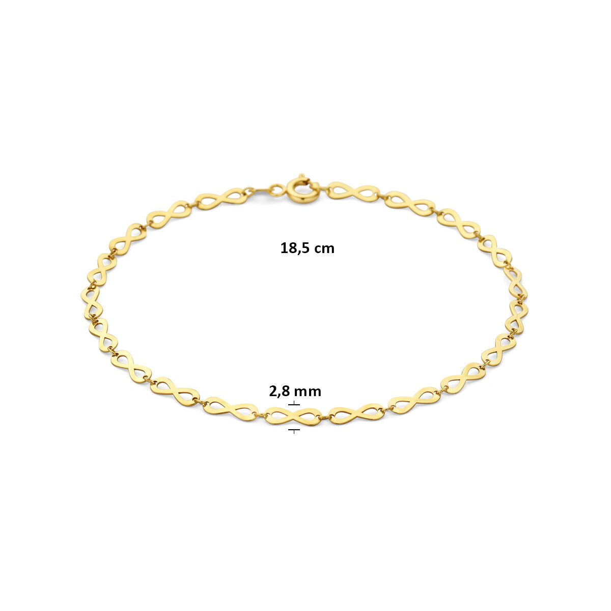 Fantasy Collection Armband infinity 2,8 mm 18,5 cm 14K geelgoud