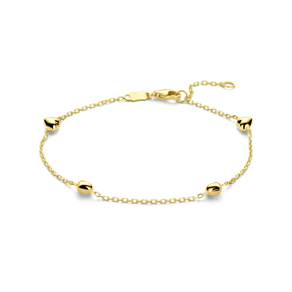 9k armband hartjes 16 - 18 cm 9K geel
