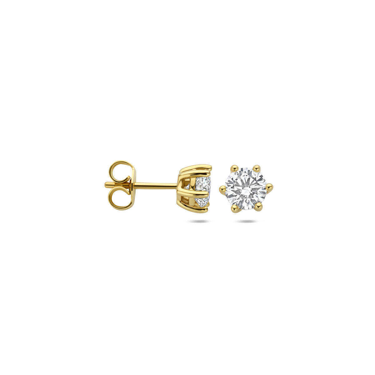 Fantasy Collection Oorbellen lab grown diamant 1.00ct (2x 0.50ct) f vs 5 mm 14K geelgoud