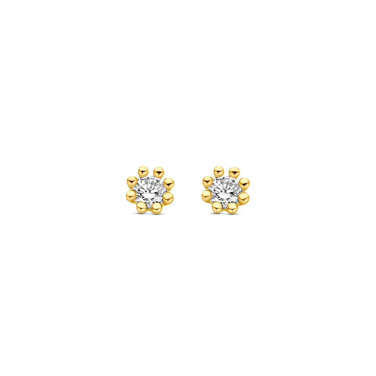 Oorknoppen zirkonia 9K geelgoud 3,5 mm