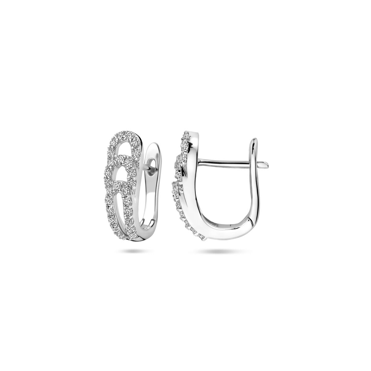 Fantasy Collection Oorbellen zirkonia 14 mm zilver