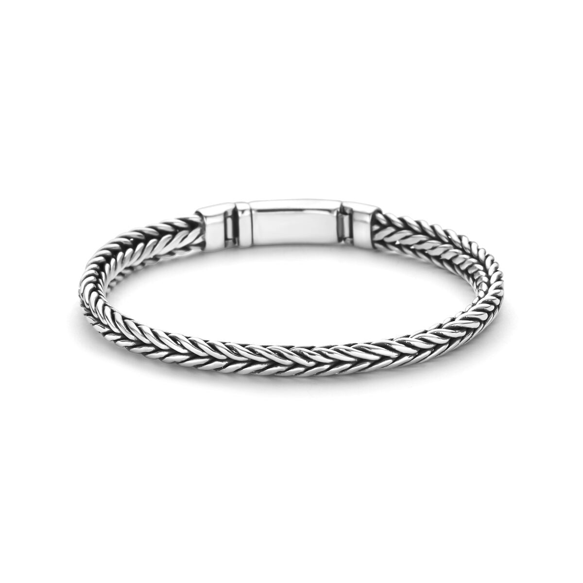 Fantasy Collection Armband oxi vossestaart 7 mm zilver geoxideerd