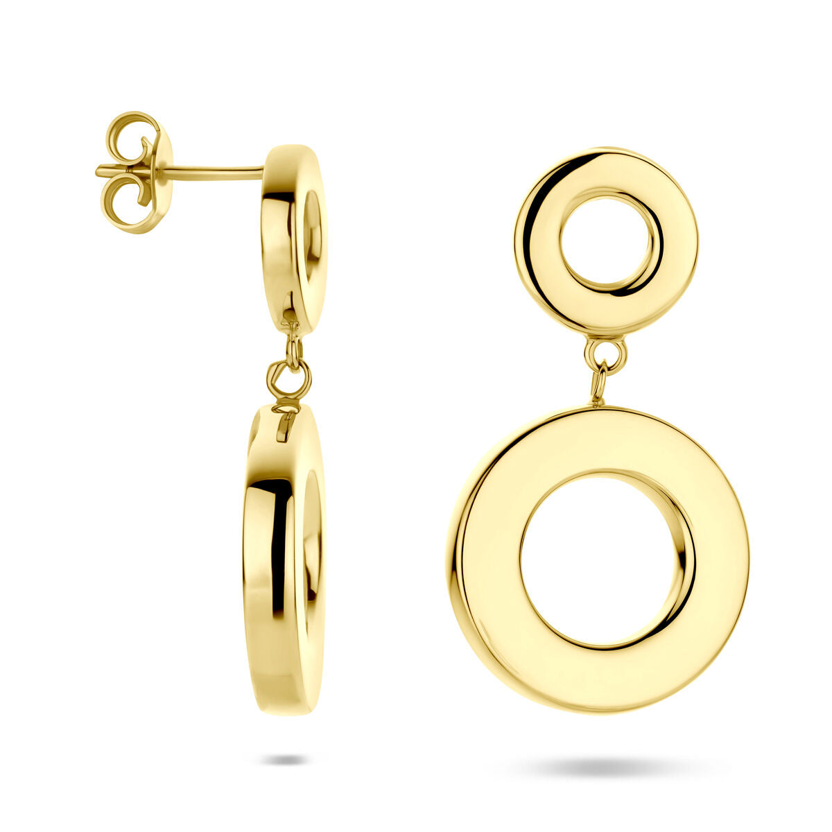 Fantasy Collection Hangende oorbellen rond 33 mm 14K geelgoud