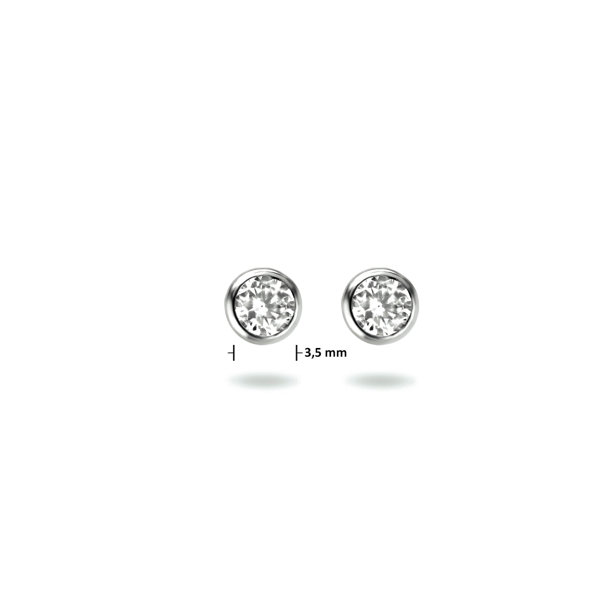 Oorknoppen zirkonia zetkast zilver 3,5 mm #Diameter steen (mm)_3.5