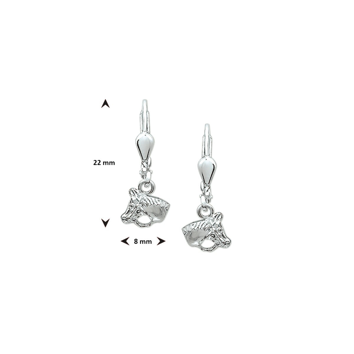 Fantasy Collection Hangende oorbellen paardenhoofd brisure haak zilver