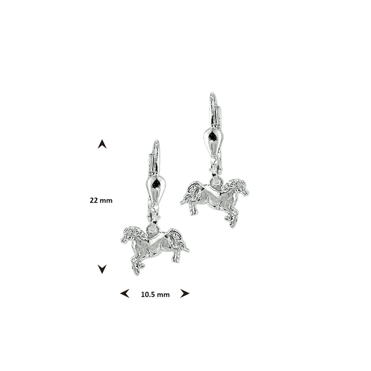Fantasy Collection Hangende oorbellen paard brisure haak 22 mm zilver