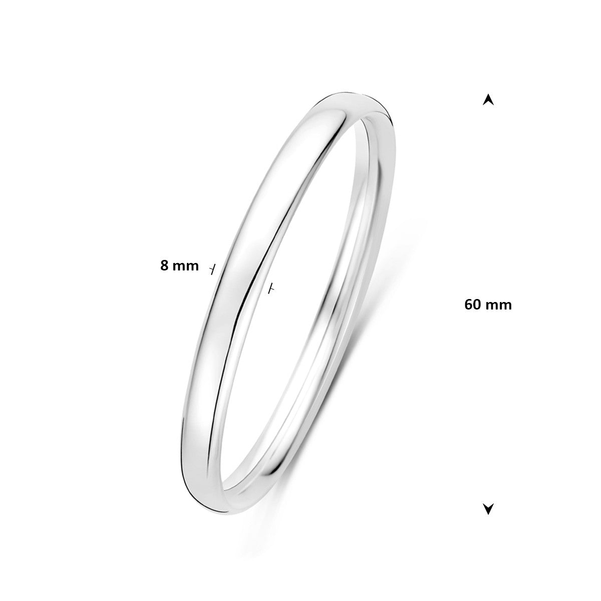 Bangle dop ovale buis 8 x 60 mm zilver