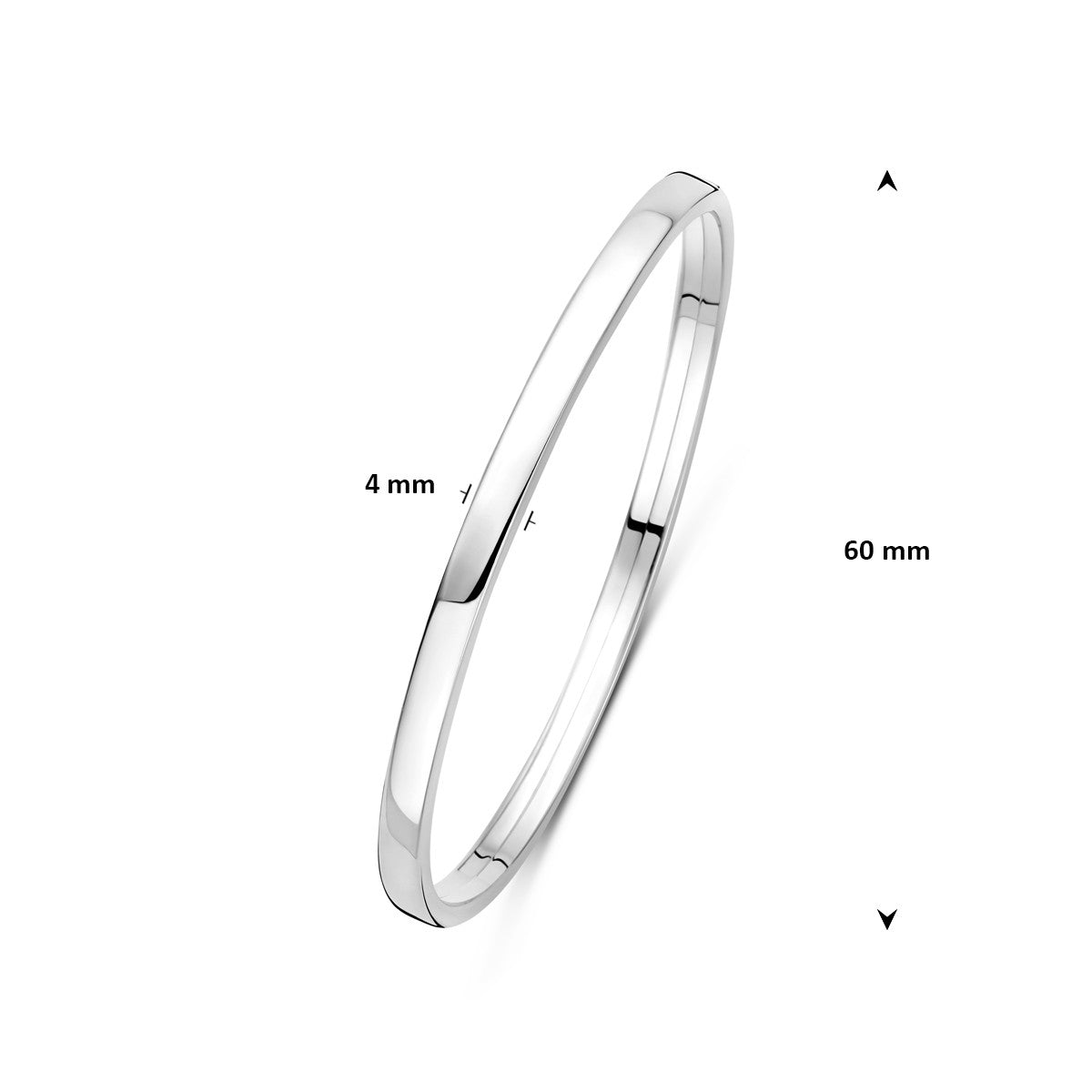 Bangle dop 4 mm vlakke buis zilver