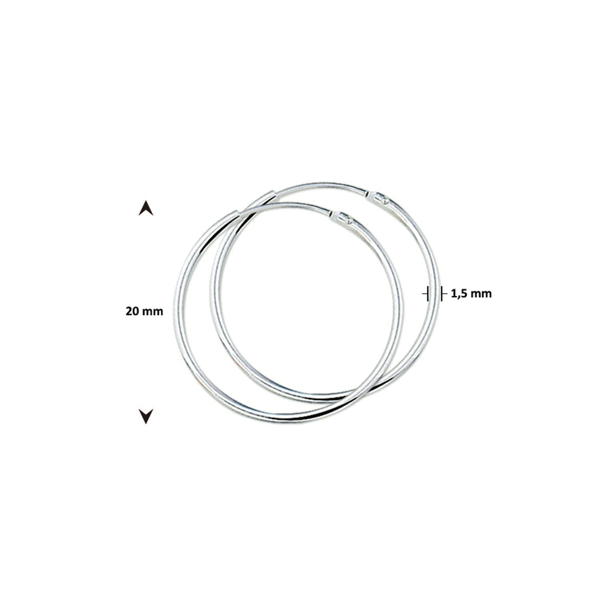 Fantasy Collection Oorbellen 1,5 mm ronde buis zilver