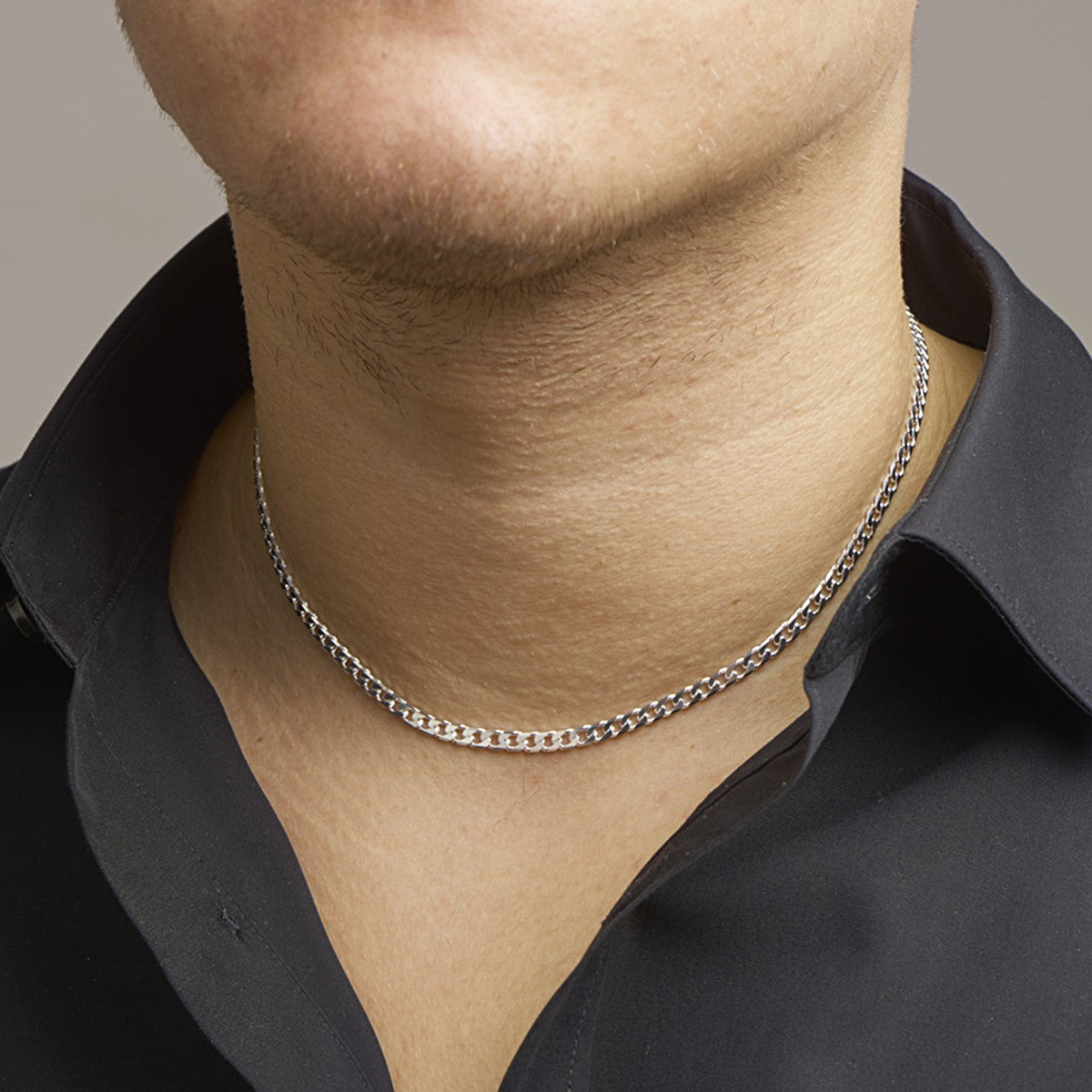 Fantasy Collection Collier gourmette 8 zijdes geslepen 4,0 mm zilver