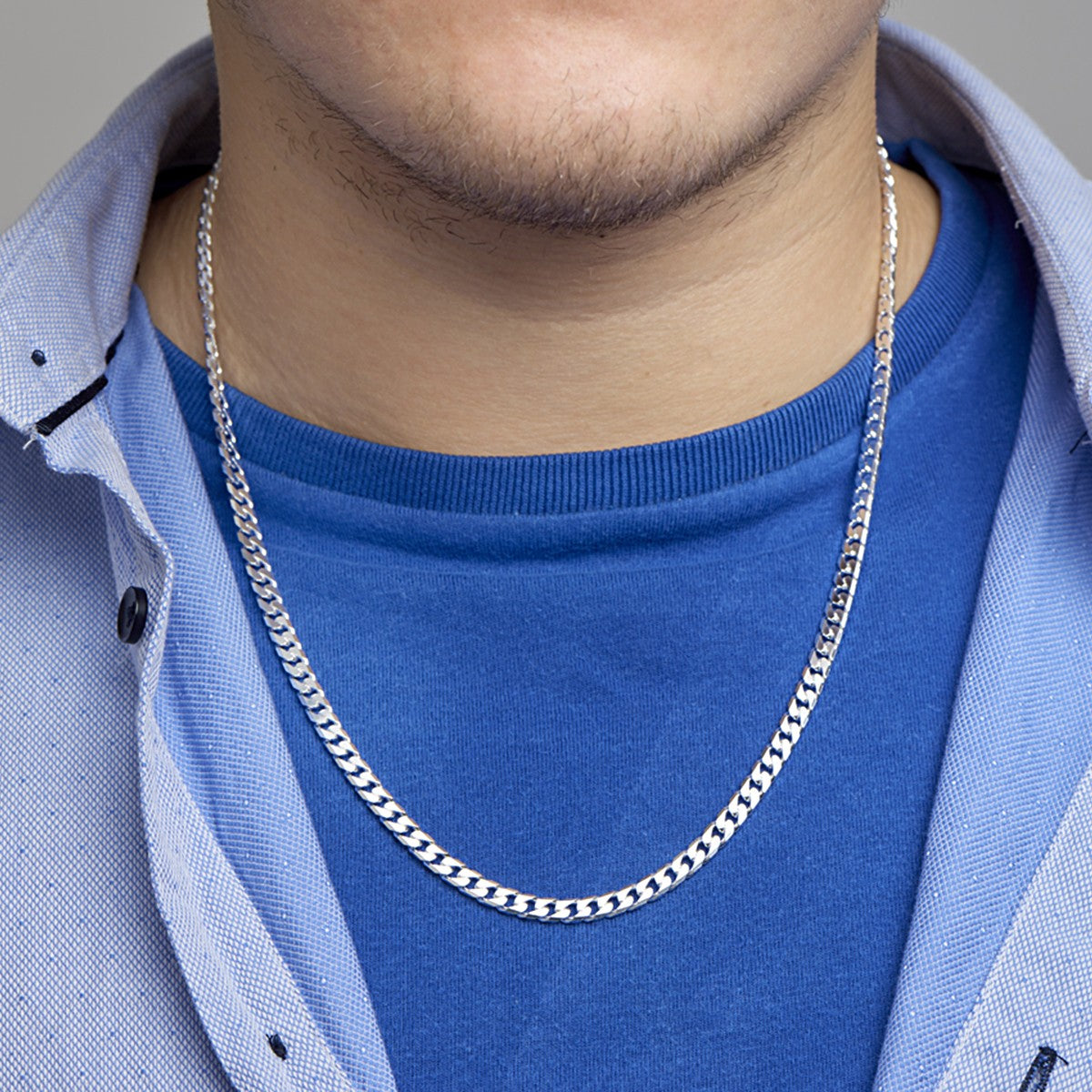 Fantasy Collection Collier gourmette 8 zijdes geslepen 5,0 mm zilver
