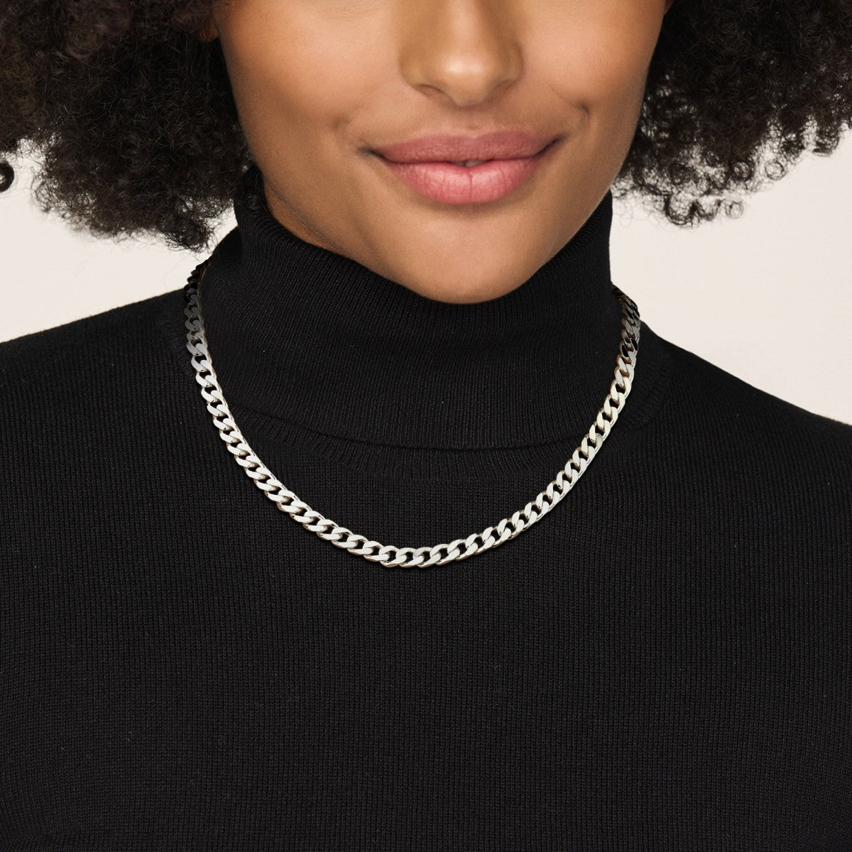 Collier gourmette 4 zijdes geslepen 7 mm zilver