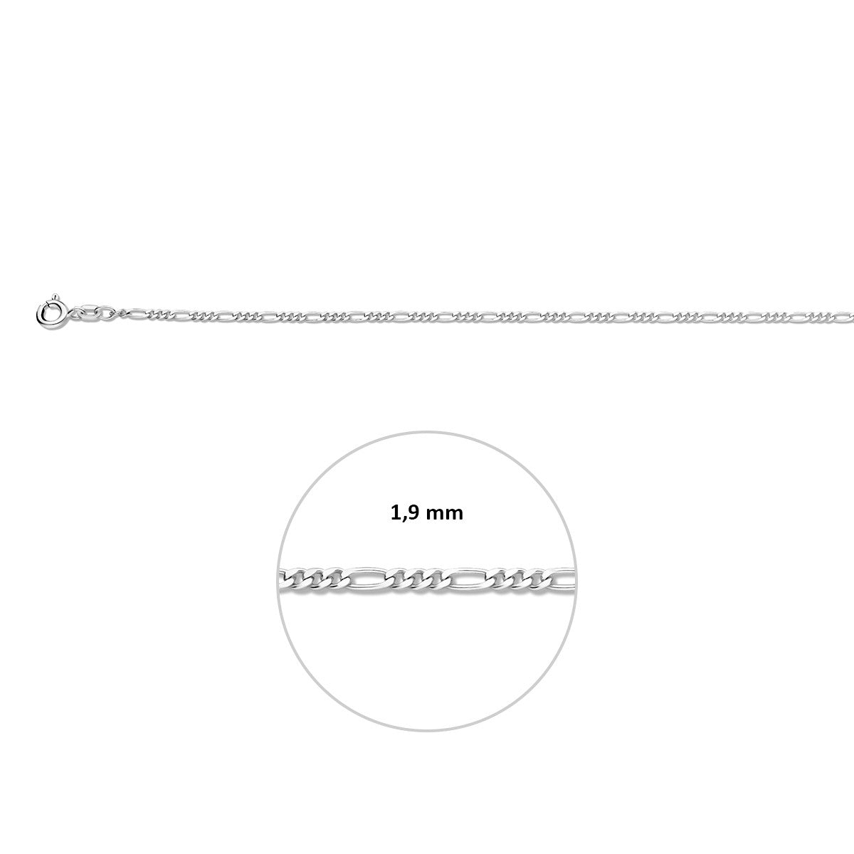 Armband figaro 1,9 mm zilver