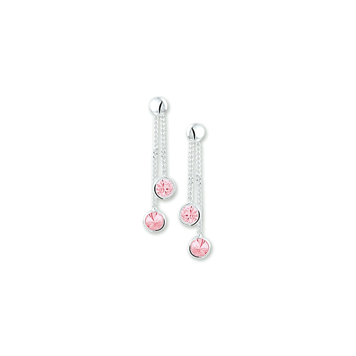 Fantasy Collection Hangende oorbellen roze zirkonia zilver