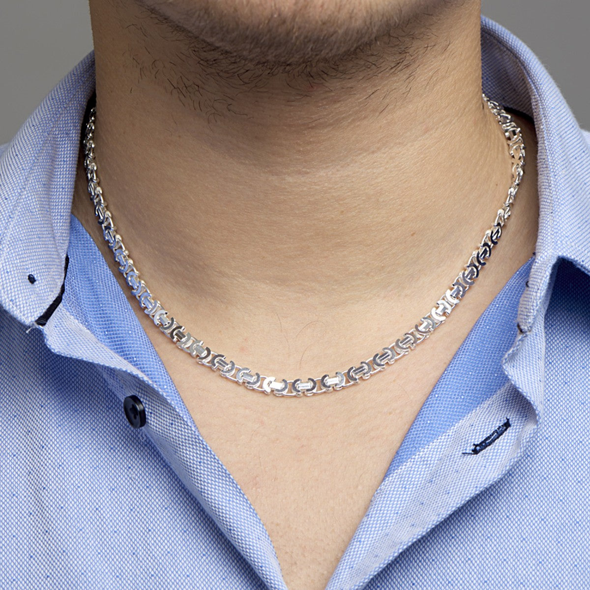 Fantasy Collection Konings plat 6,5 mm zilver halsketting