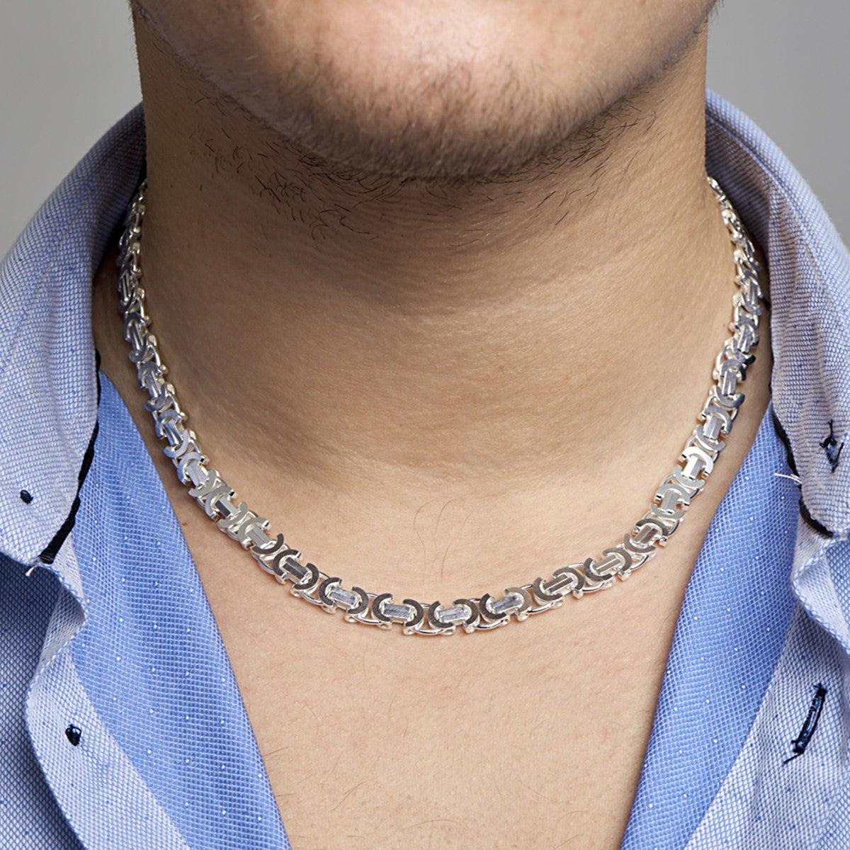 Fantasy Collection Konings plat 8,5 mm zilver halsketting