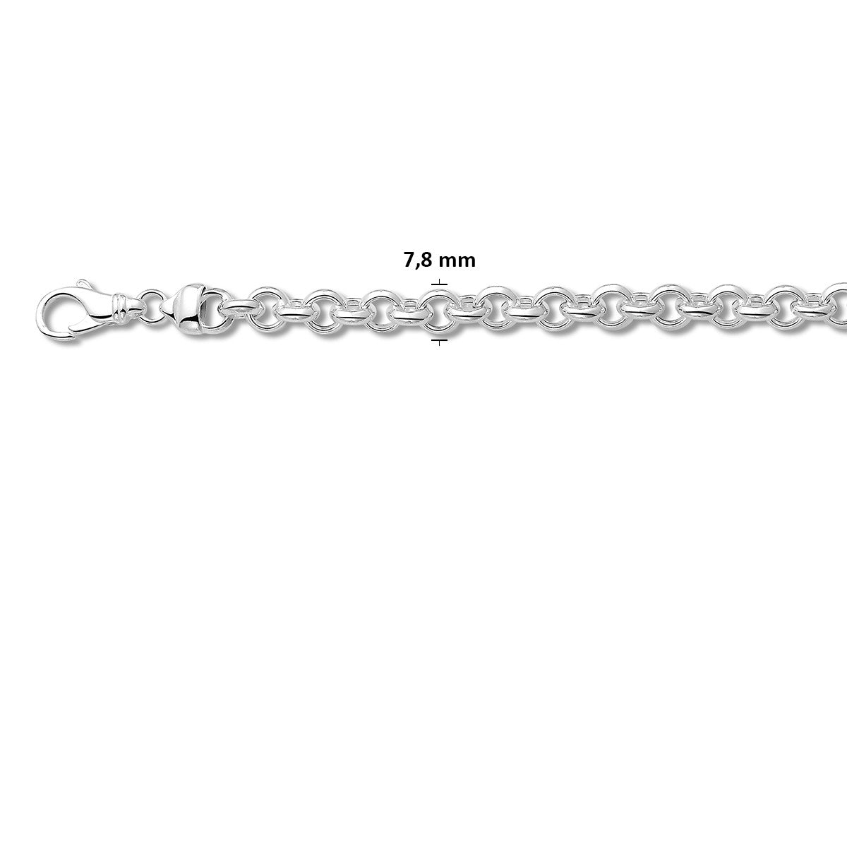 Armband jasseron 7,8 mm 20 cm zilver