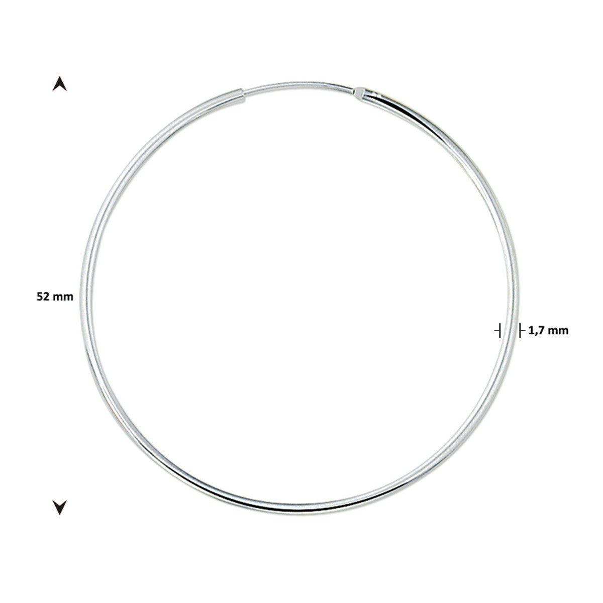 Fantasy Collection Oorbellen 1,5 mm ronde buis zilver