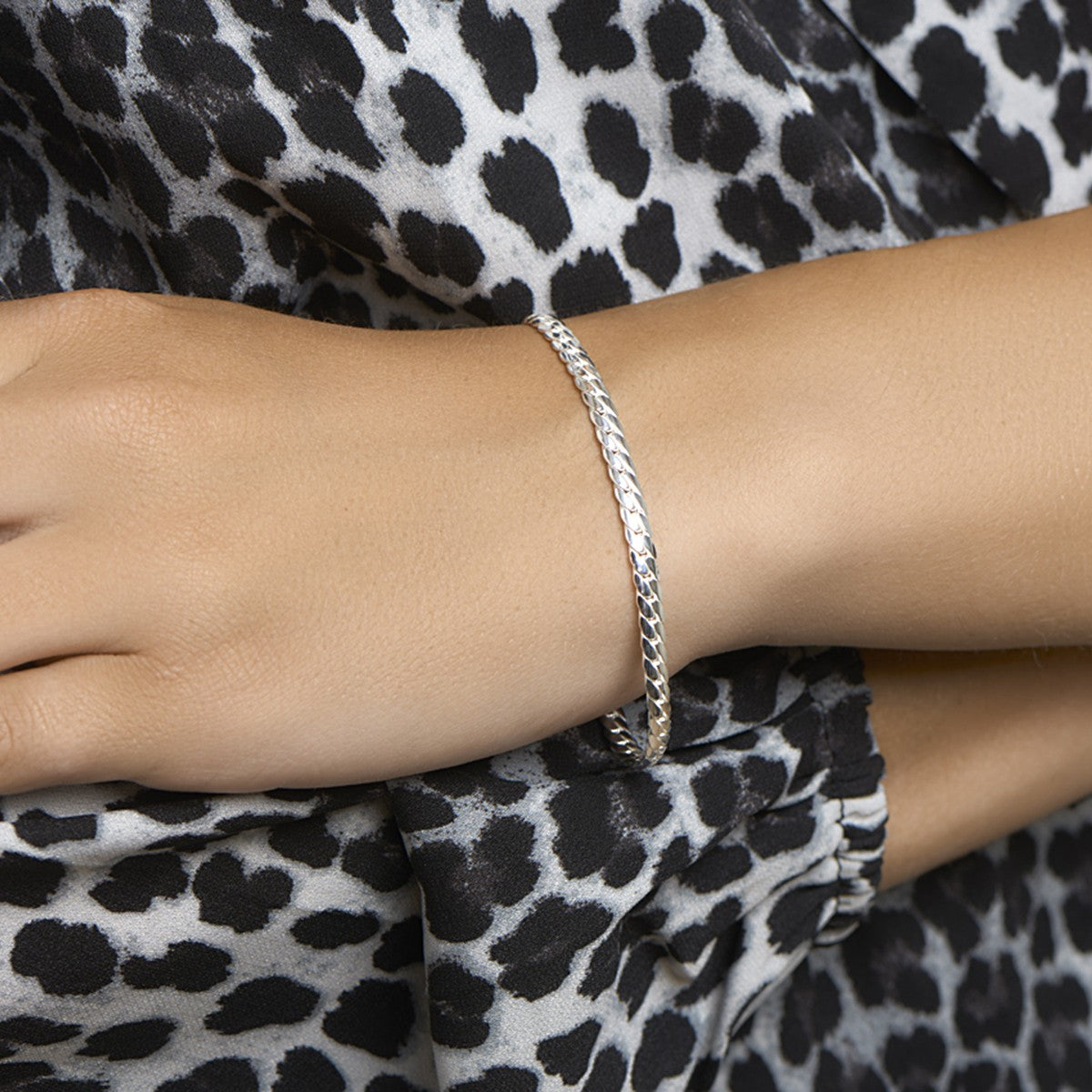 Fantasy Collection Armband gourmette plat (bol) 4,5 mm zilver