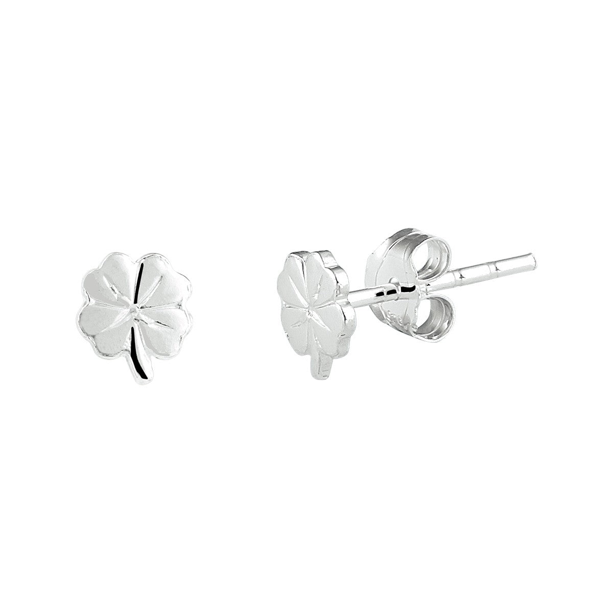 Fantasy Collection Oorbellen klavertjes 5,5 mm zilver