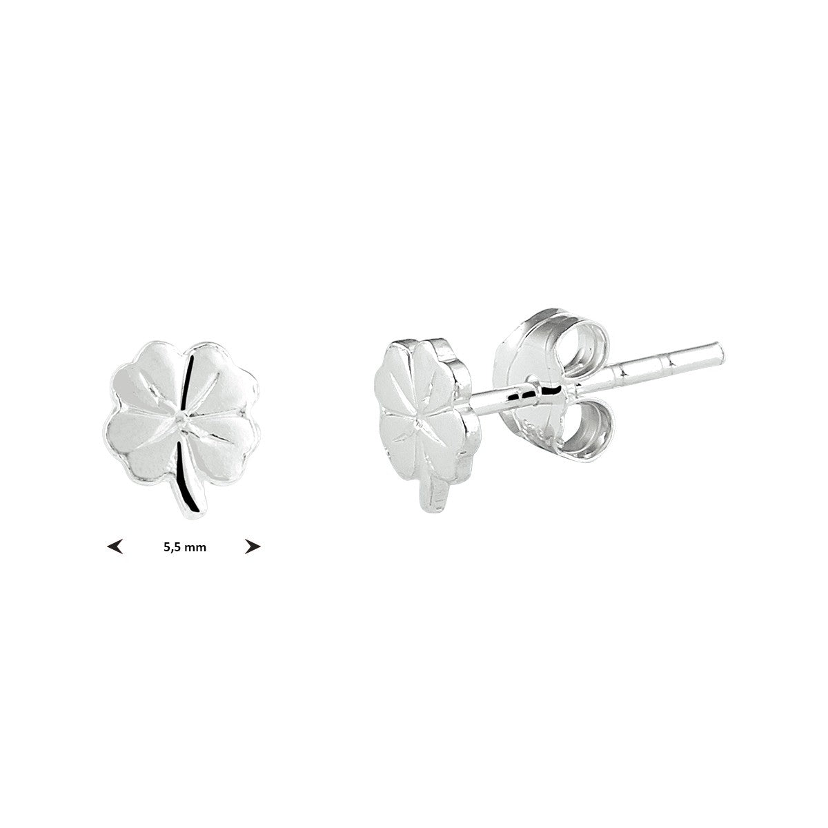 Fantasy Collection Oorbellen klavertjes 5,5 mm zilver
