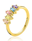 ZINZI gold plated zilveren ring (6mm breed) rechthoekige zettingen, bezet met multicolor kleurstenen ZIR2739 - PansiteNederland.nl