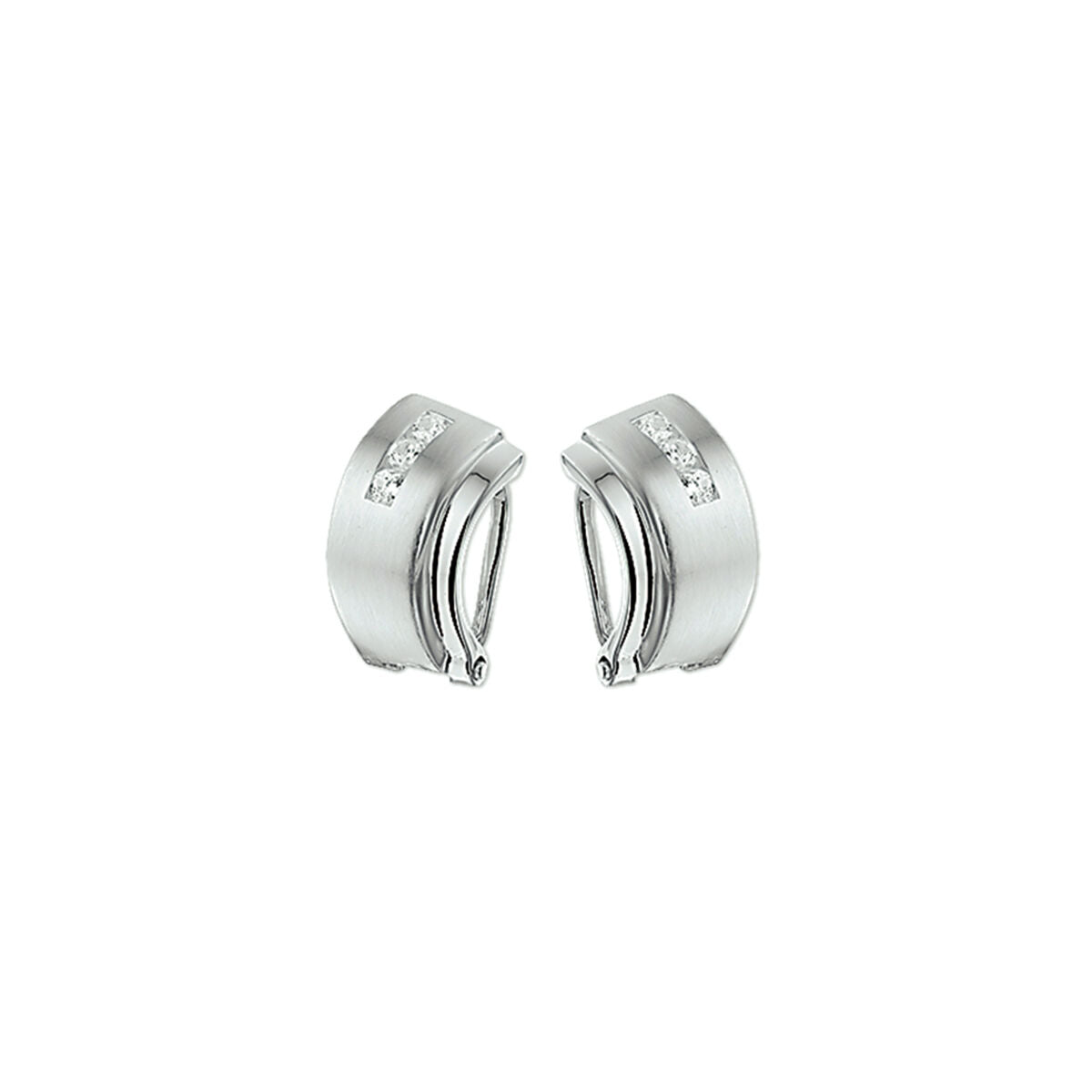 Fantasy Collection Oorclips zirkonia poli/mat zilver oorbellen