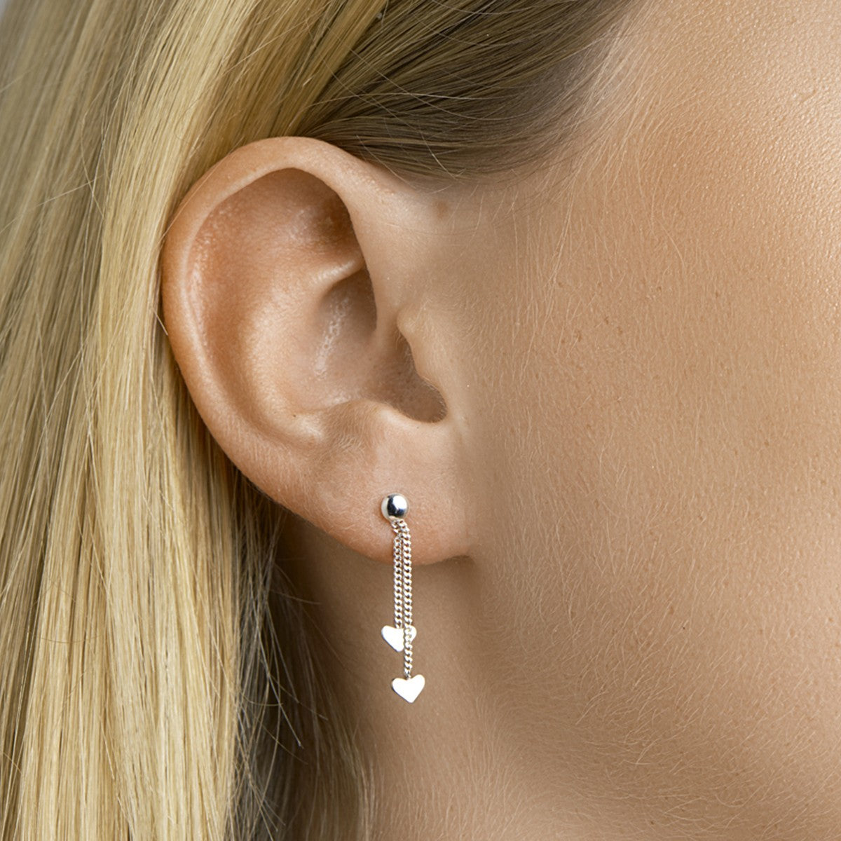 Fantasy Collection Hangende oorbellen hart zilver