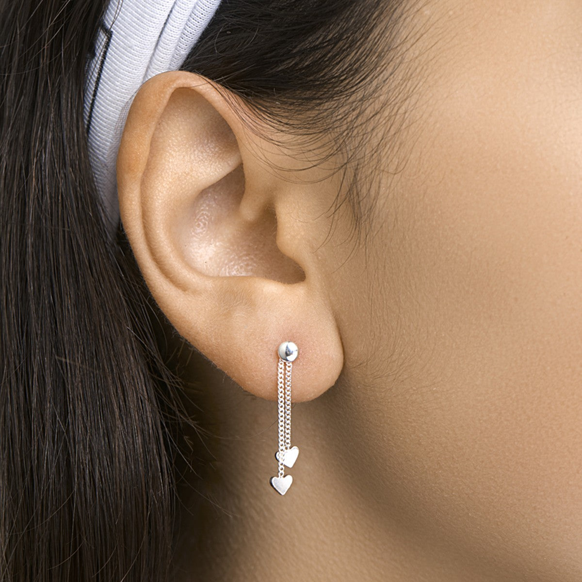 Fantasy Collection Hangende oorbellen hart zilver