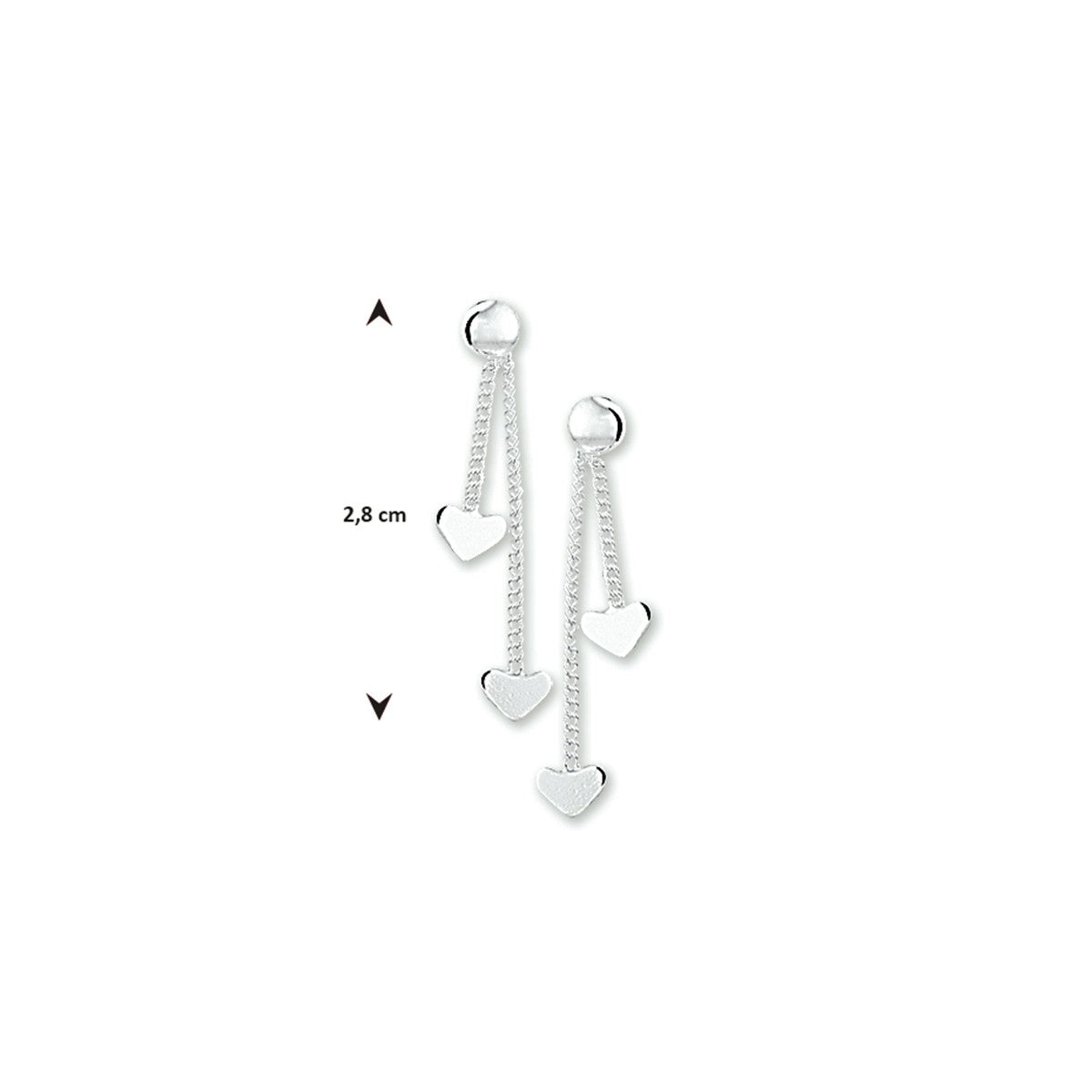 Fantasy Collection Hangende oorbellen hart zilver