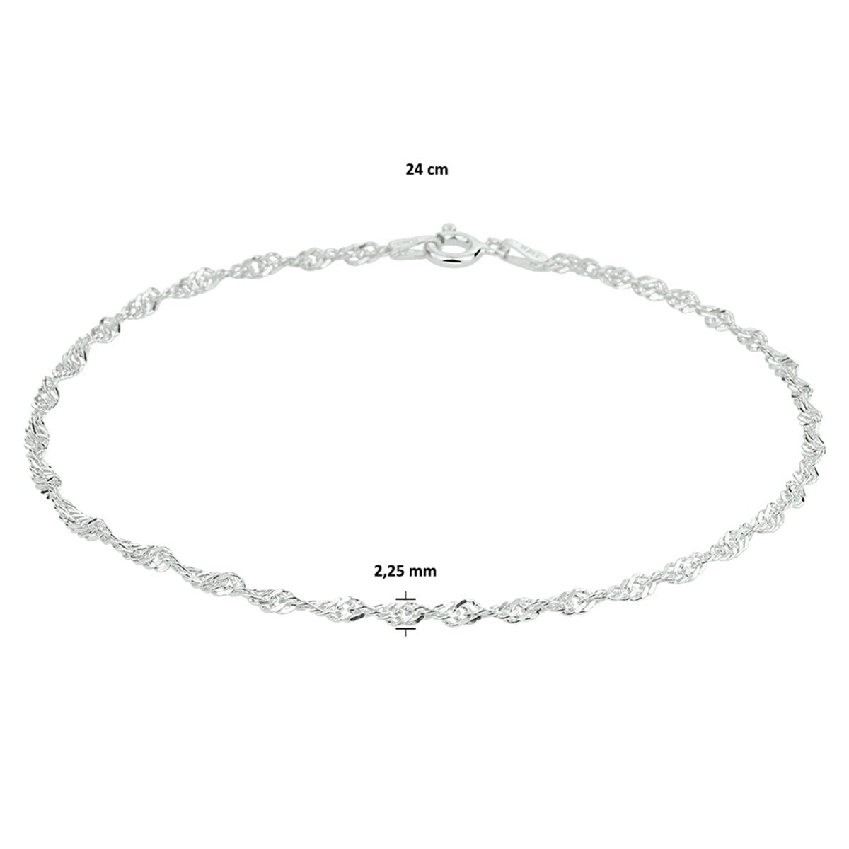 Fantasy Collection Enkelbandje singapore 2,3 mm zilver