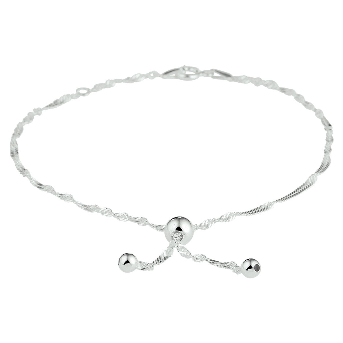 Fantasy Collection Enkelbandje bolletjes 22 - 24 cm zilver - PSN1004314
