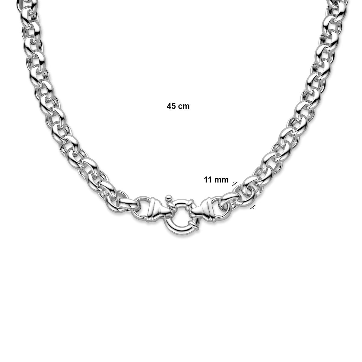 Fantasy Collection Collier jasseron 11,5 mm met groot veerslot zilver