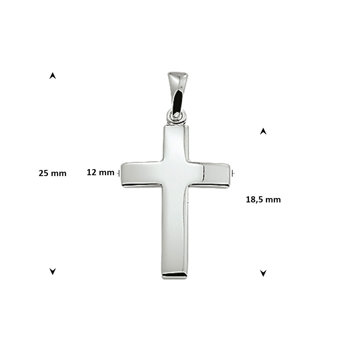 Hanger kruis 18,5 mm zilver