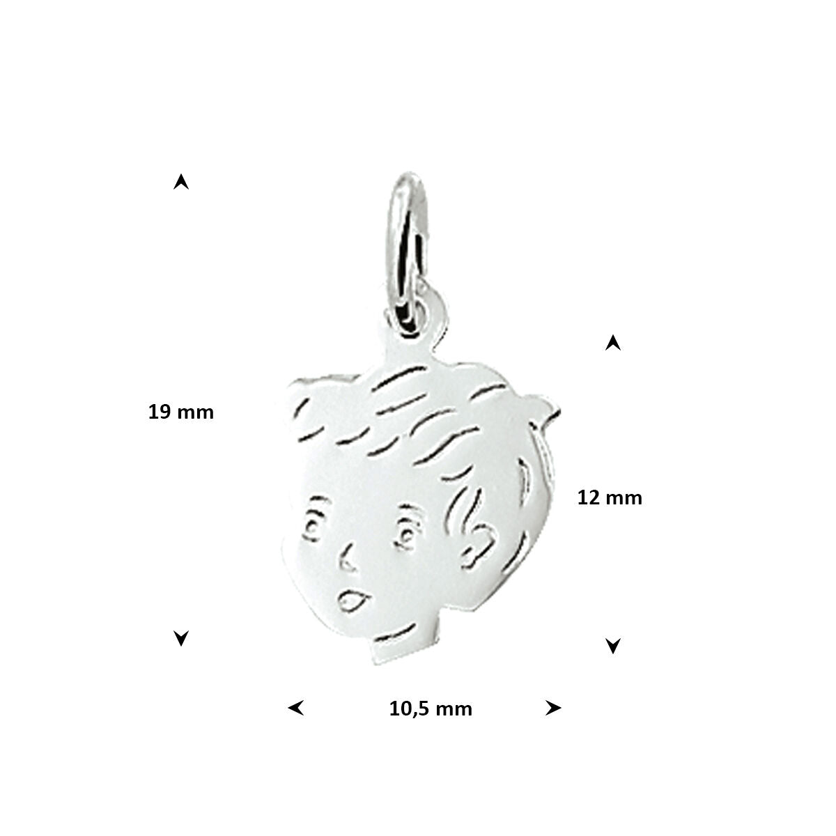 Hanger jongen 12 mm zilver