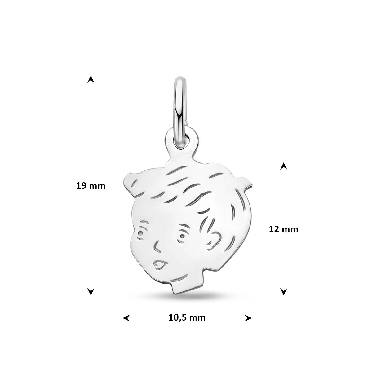 Hanger jongen 12 mm zilver