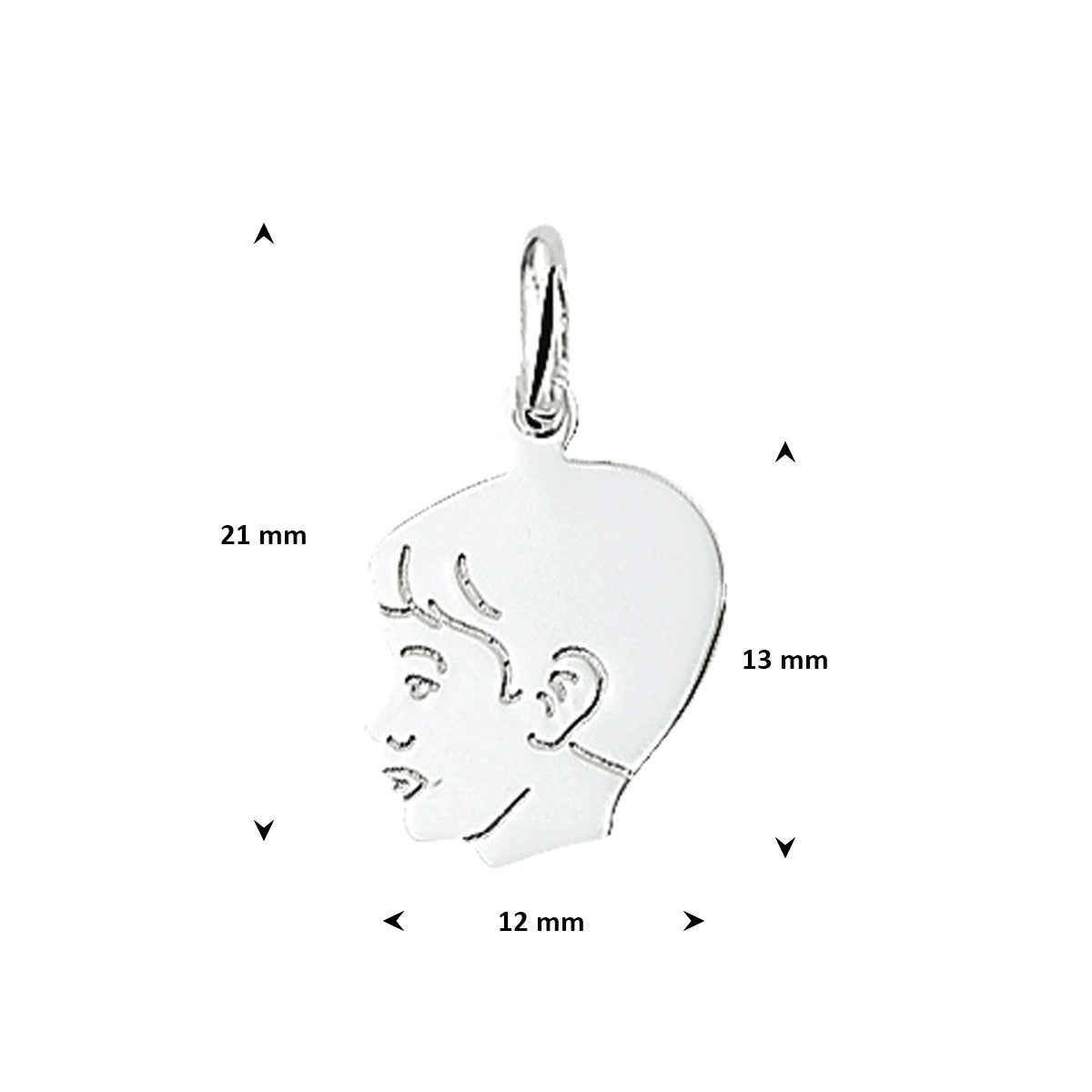 Hanger jongen 13 mm zilver