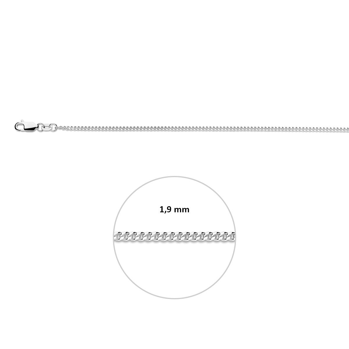 Ketting gourmette 1,9 mm zilver