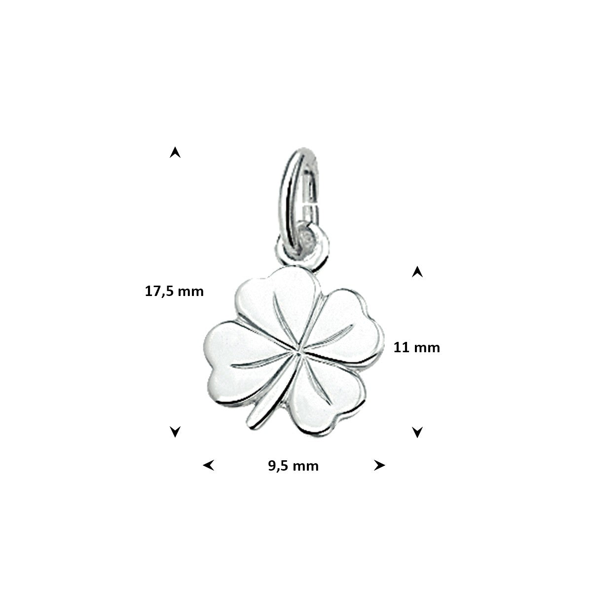 Hanger klavertje zilver 13,5 x 9,5 mm – 1005381