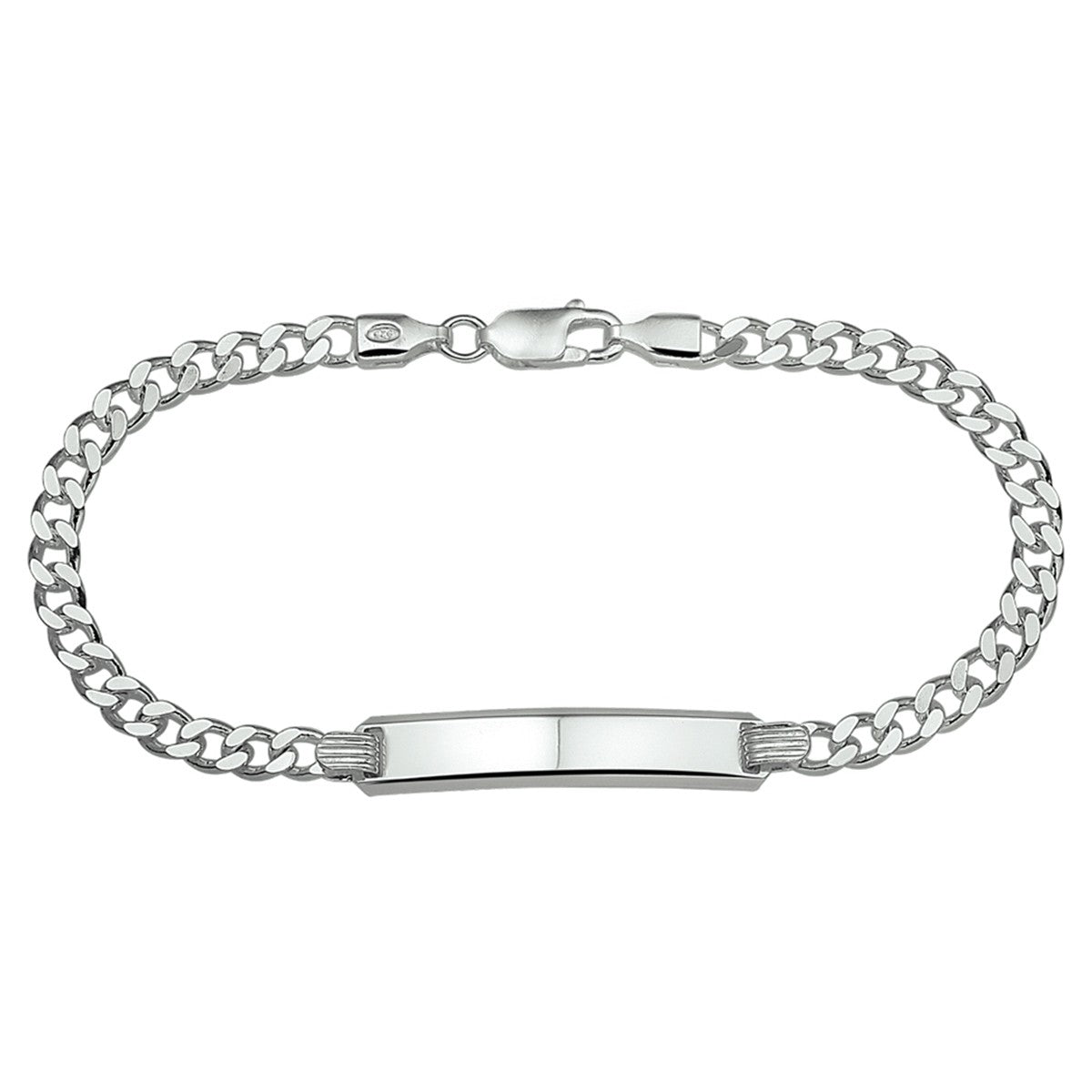 Fantasy Collection Graveerarmband gourmette 4 zijdes geslepen plaat 6 mm 19 cm zilver