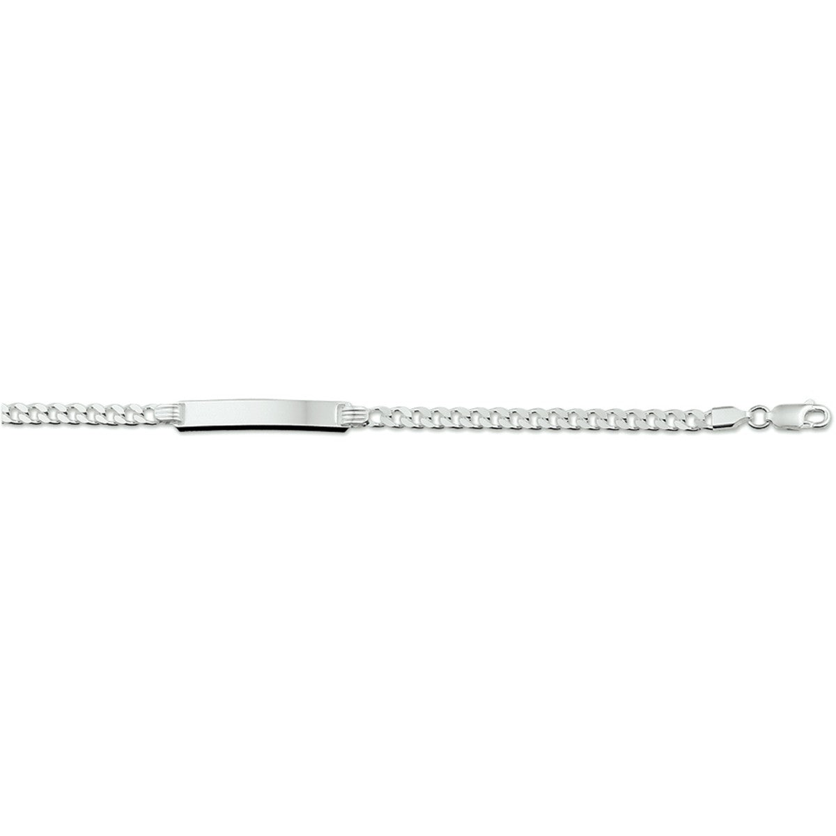 Fantasy Collection Graveerarmband gourmette 4 zijdes geslepen plaat 6 mm 19 cm zilver